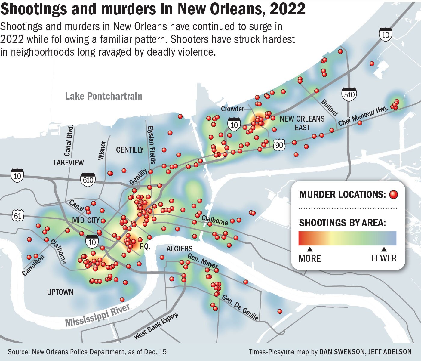 121822 NOLA shootings murders map